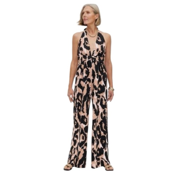 NWT! Diane Von Furstenberg x Target Animal-Print Halter Jumpsuit. Size Small. - Picture 1 of 14